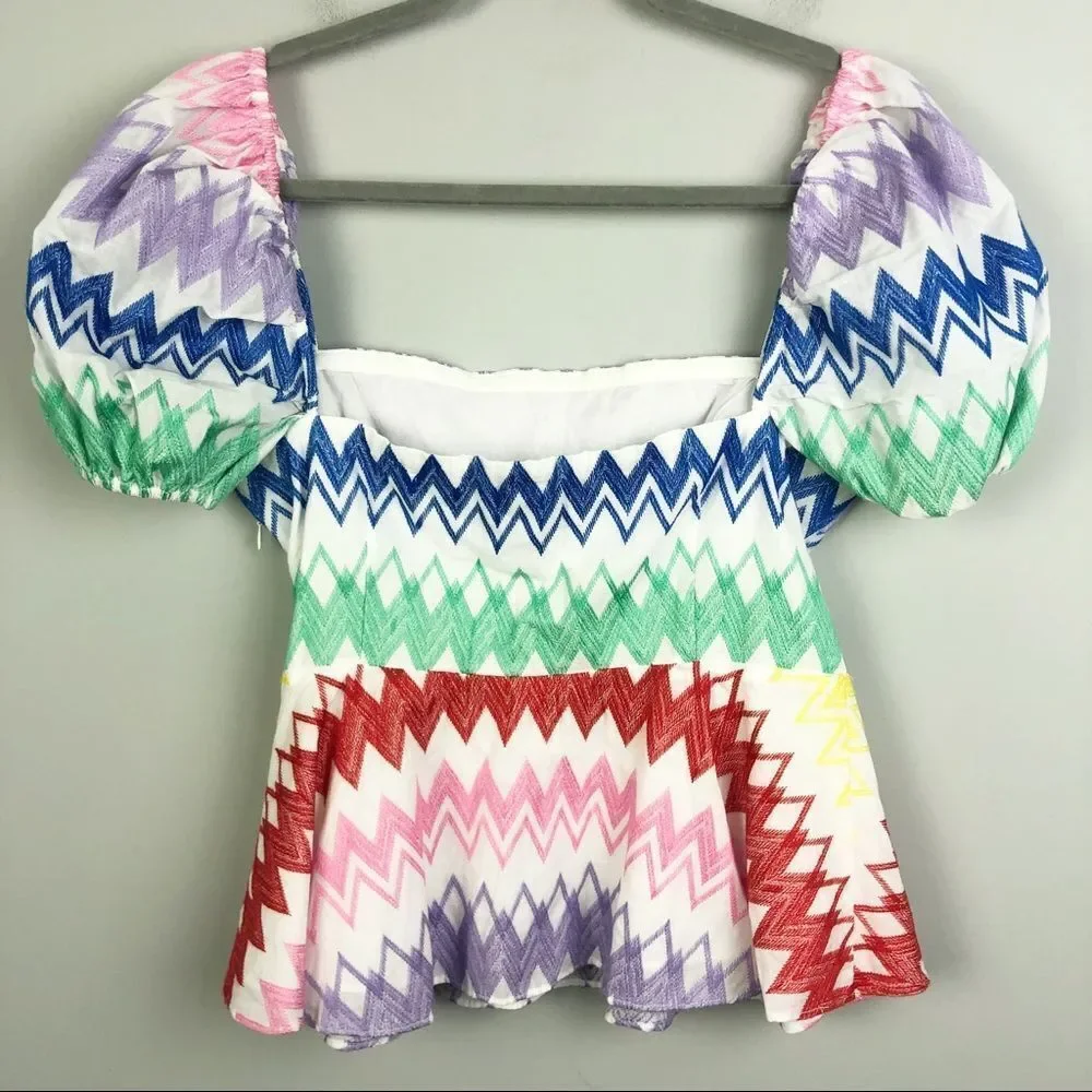 ANTHROPOLOGIE | YUMI KIM New Cherise Embroidered Puff Sleeve Top Women’s Size M